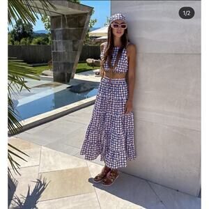 Zara Geometric Print Tiered Maxi Skirt